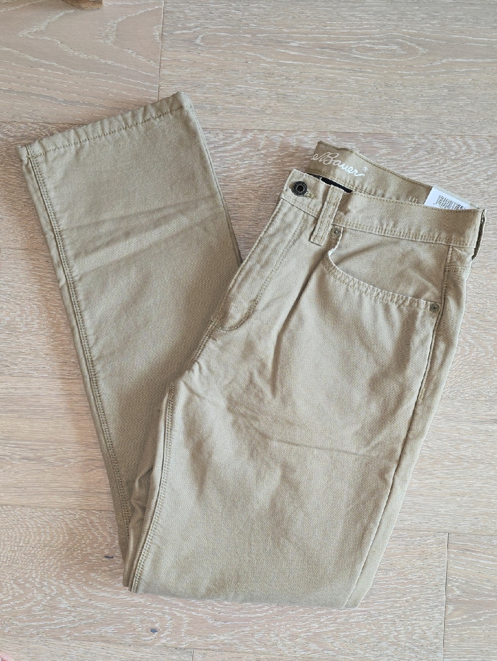 NWT, Eddie Bauer Mens Lined Mountain Jean in Saddle Khaki